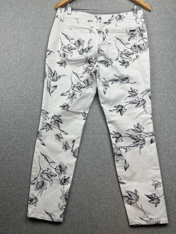 White House Black Market Womens Pants Petite 10 MidRise Floral Skinny