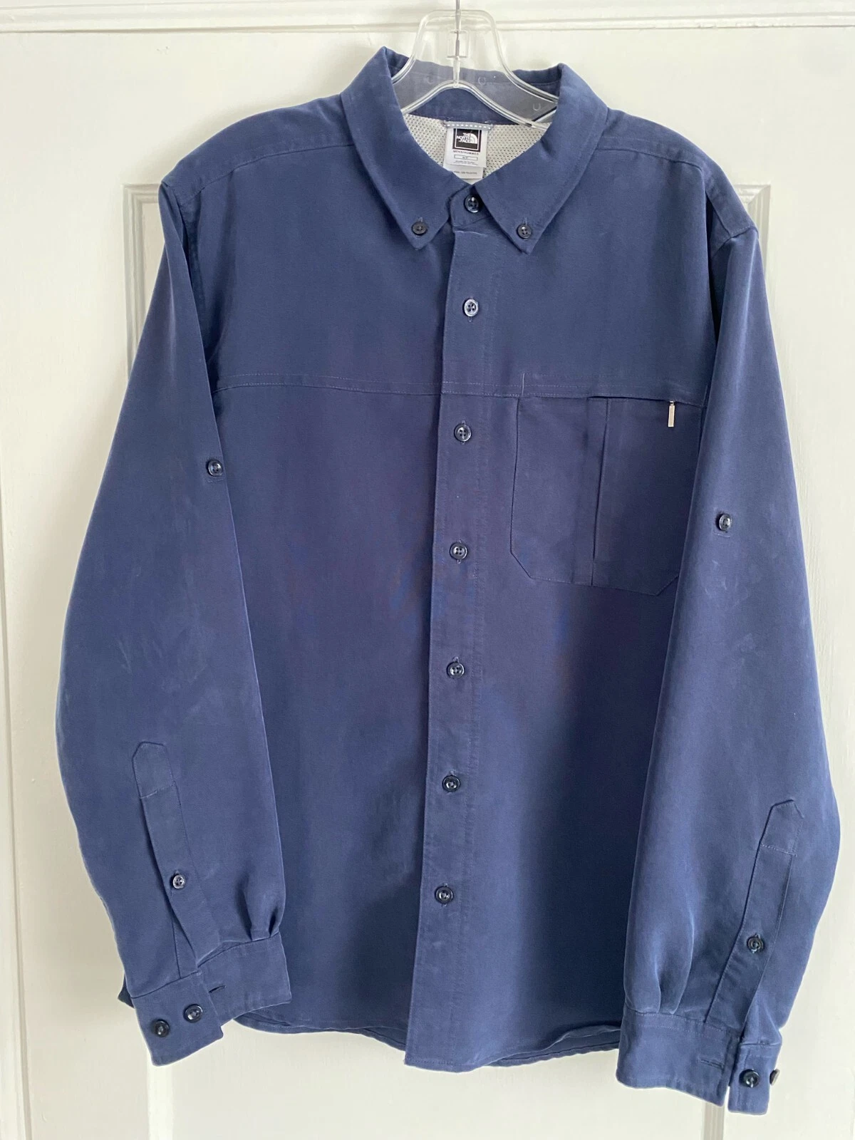 The North Face Mens Syncline Shirt Button Down Hiking Long Sleeve Navy Blue SM
