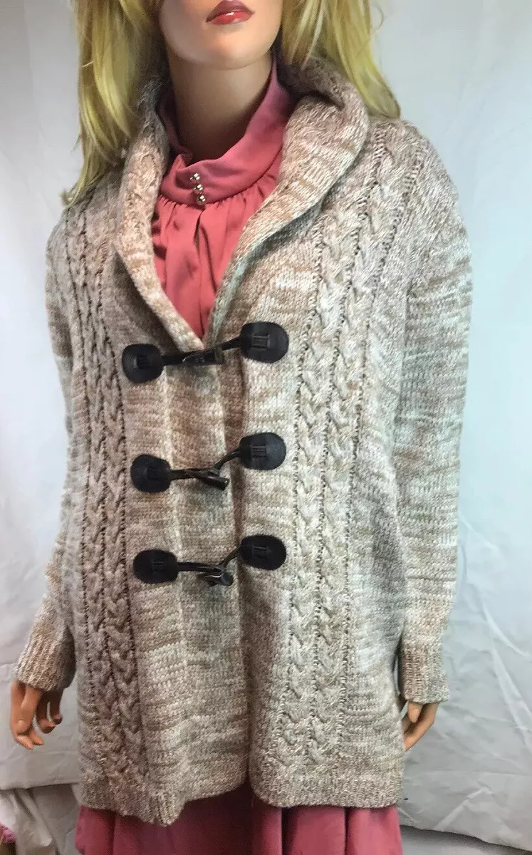 Cable Knit Cardigan Laura Scott Sweater with Toggle Close Heavy Weight Size  Lg | eBay | Cardigans