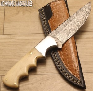 AMC CUSTOM HANDMADE HUNTING DAMASCUS BLADE SKINNER KNIFE ...
