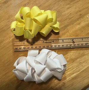 Two Extra Large Hair Bows White And Yellow Oversized Barrettes
