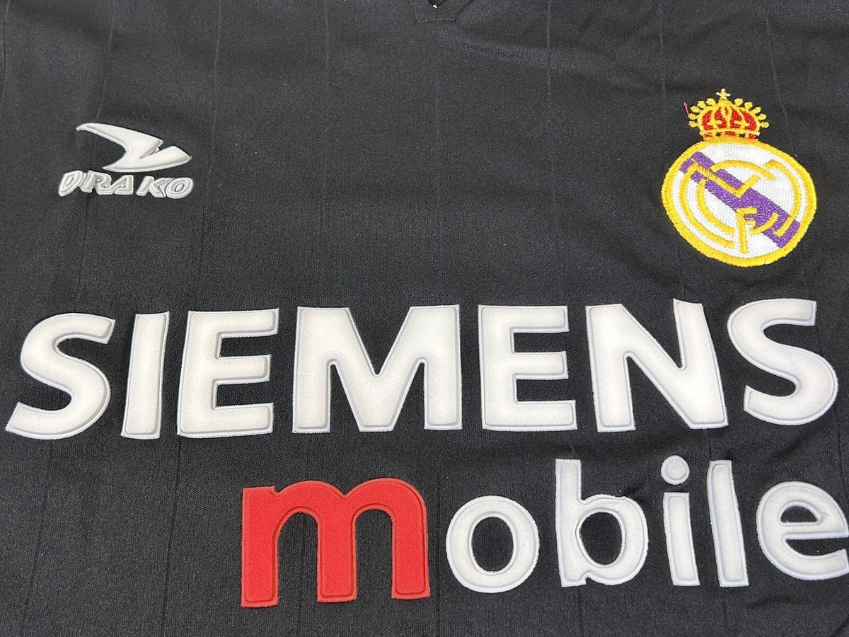 2003 2004 Black #7 Siemens Mobile Real Madrid Soccer Futbol Jersey