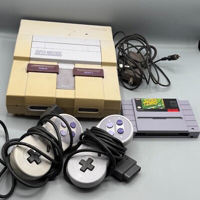 SNES Super Nintendo Entertainment System W 2 controllers 1 game For Parts/Repair