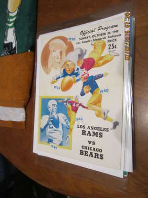 1949 10/30 Los Angeles Rams vs chicago Bears football program