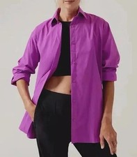 Athleta Oversized Poplin Button Up Shirt Size Medium Jazzy Purple Casual Fall