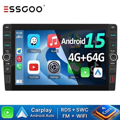 9'' 4+64G Apple CarPlay Double 2 DIN Car Stereo Radio Android GPS Sat NAV SWC FM