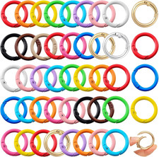 Round Carabiner Clip Bulk 48Pcs 1 Inch Colorful Circle Carabiner Key Ring Clips