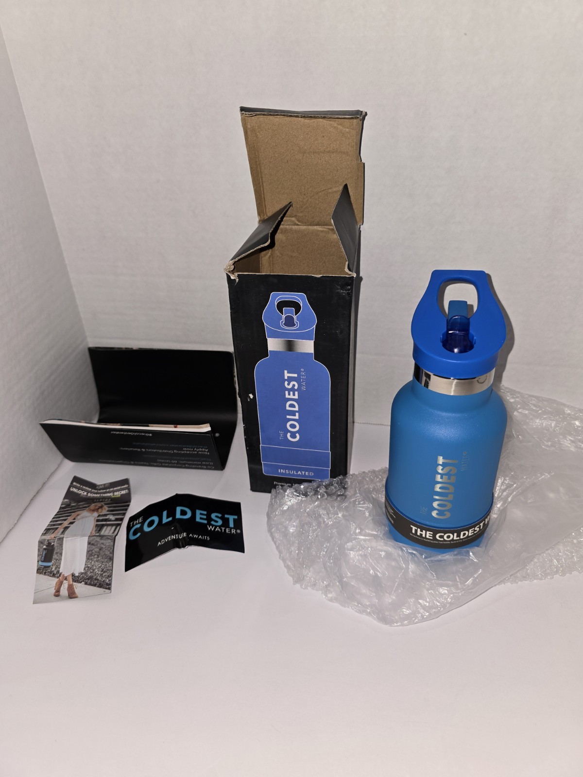 The Coldest 12oz Kids Sports Water Bottle Blue NEW