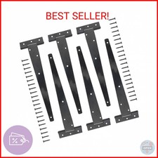 6Pack 10Inch Black T-Strap Shed Hinge Heavy Duty Barn Gate Hinges Shed Doors Hin