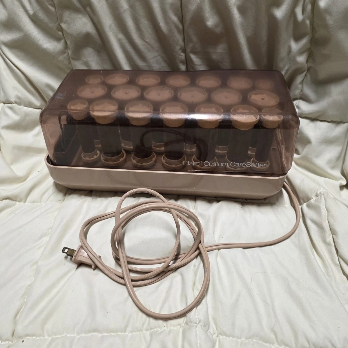 Vintage Clairol Custom CareSetter Electric Hair Rollers - Brown/White Clairol Custom Care Setter Velvet Flocked Hot Rollers Hair  main image 3