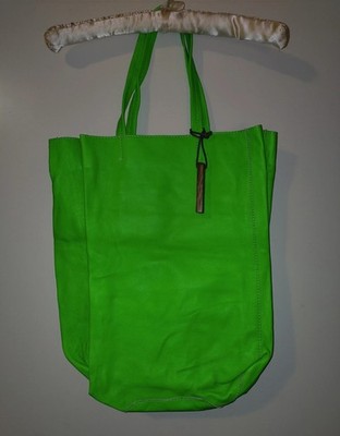 Monserat De Lucca Neon Grüner Shopper butterweiches Leder, Neu ohne Etikett