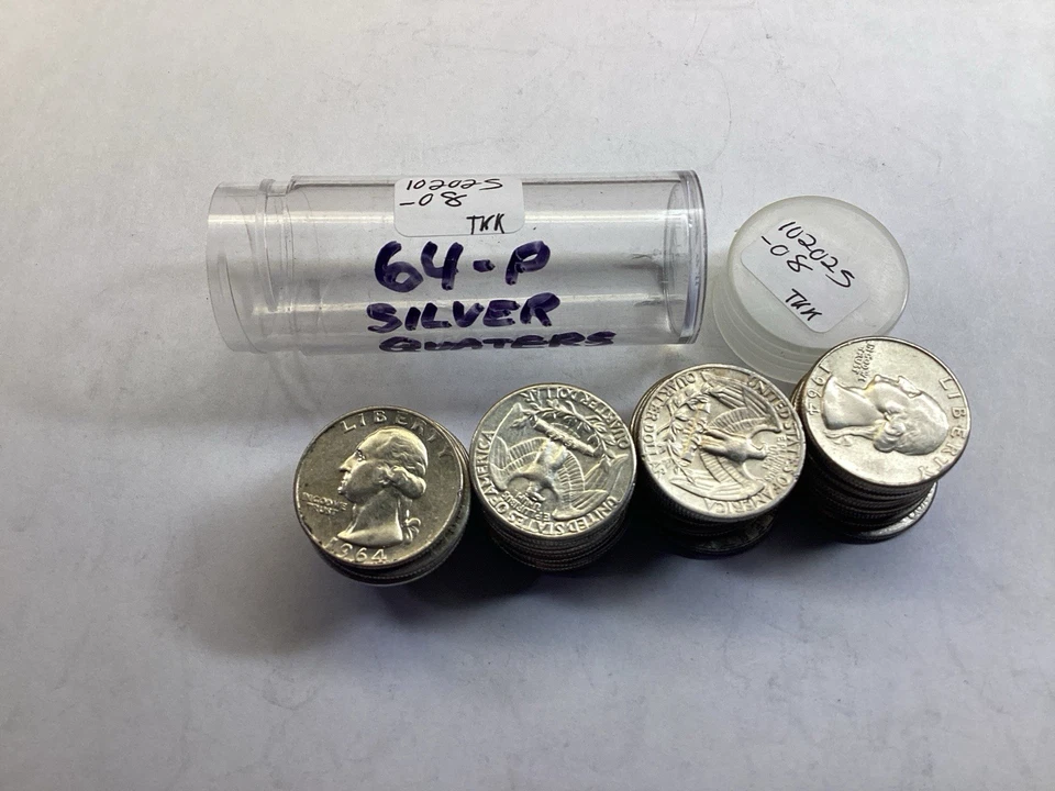 1964 Washington 90% Silver Quarter 40 Coin Roll in AU/BU Condition 102025 08tek - Image 3 of 4