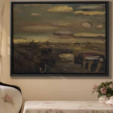 Rustic Landscape Canvas Print Vintage Farmhouse Wall Art Rural Decor Artwork