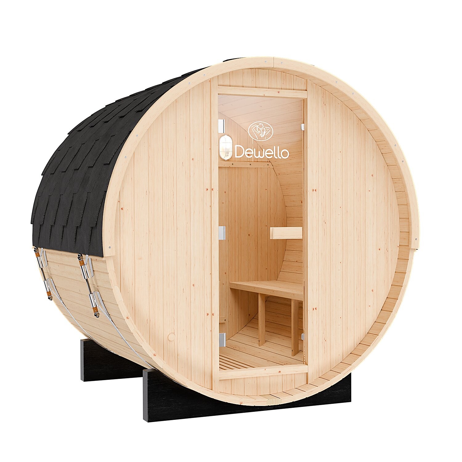 Dewello Fasssauna Gartensauna Saunafass Außensauna Outdoor Sauna Fichtenholz 