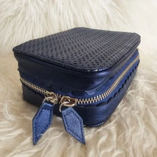 Trish McEvoy Faux Leather Perforated Zip Around Large Makeup Planne