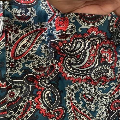 Cinch Mens Button Up Shirt LongSleeve XL Paisley Cowboy Teal Red Western Festive - Picture 3 of 5