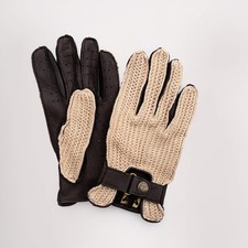 Goldtop 100% Deerskin Leather Classic Crochet Back Driving Gloves -Dark Brown