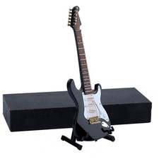Wooden Miniature Electric Guitar with Stand and Case Mini Musical Instrument ...