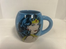 Wonder Woman DC Comics Blue Vandor Coffee Mug 18 oz Collectible Oval Cup 4.5