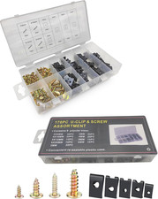 170pcs U Nut Clips, 9 Different Sizes Automotive U Nut and Screw Clip,Metal Body