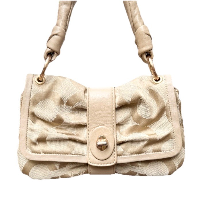 バッグ 2061 Coach Hobo Op Art Shoulder Bag COACH OP ART Brown Hobo Shoulder Bag Purse Dbl Handle