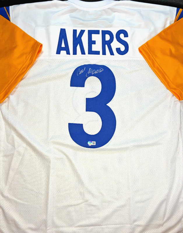 CAM AKERS SIGNED #3 WHITE CUSTOM JERSEY - Size XL (Beckett) Los Angeles Rams