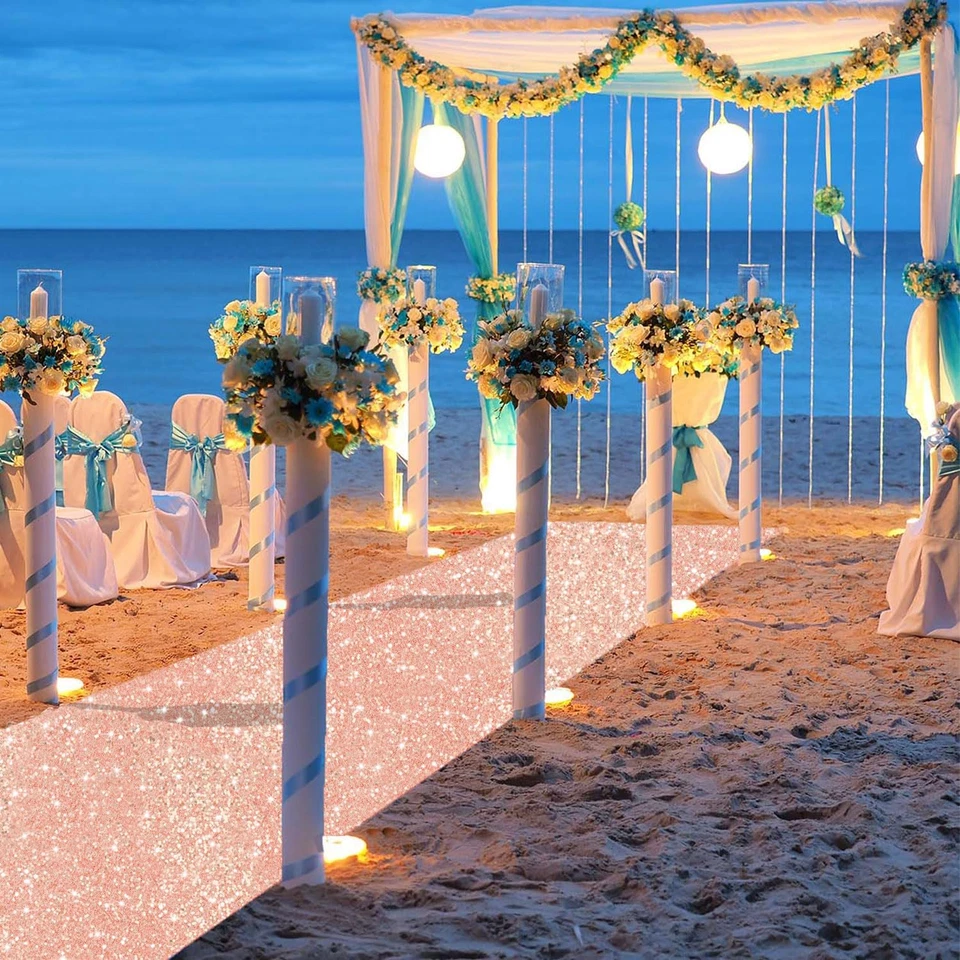 FUHSY Aisle Runners for Weddings Sequin Aisle Runner Rug 2Ftx15Ft Rose Gold Carp — 第 4/4 张图片