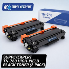 2PK TN760 High Yield Toner Cartridge w/Chip for Brother HL-L2390DW