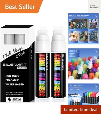 White Chalk Markers - 15mm Jumbo Tip Car Marker - Wide Thick Window Chalk Pen...