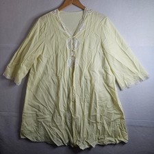 Vintage Sears Pastel Yellow Lace Trim Nightgown Robe 3/4 Sleeve Size 38/40