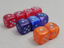 Multi-Colored Dice Set Of 9 Small 5/16" For Gaming  Collecting