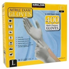 Kirkland Signature Nitrile Exam Gloves Size (Large) 400 Count