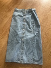 Vtg No Excuses Skirt Women 90s Y2K Femme Fatale Denim Long High Waisted