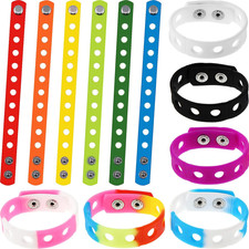 Colorful Adjustable Silicone Wristbands - 12 Pack Cute Charm Bracelets