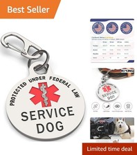 Heavy-Duty Service Dog ID Tag - 1.25 Inches, Red Medical Alert, Easy Attachment