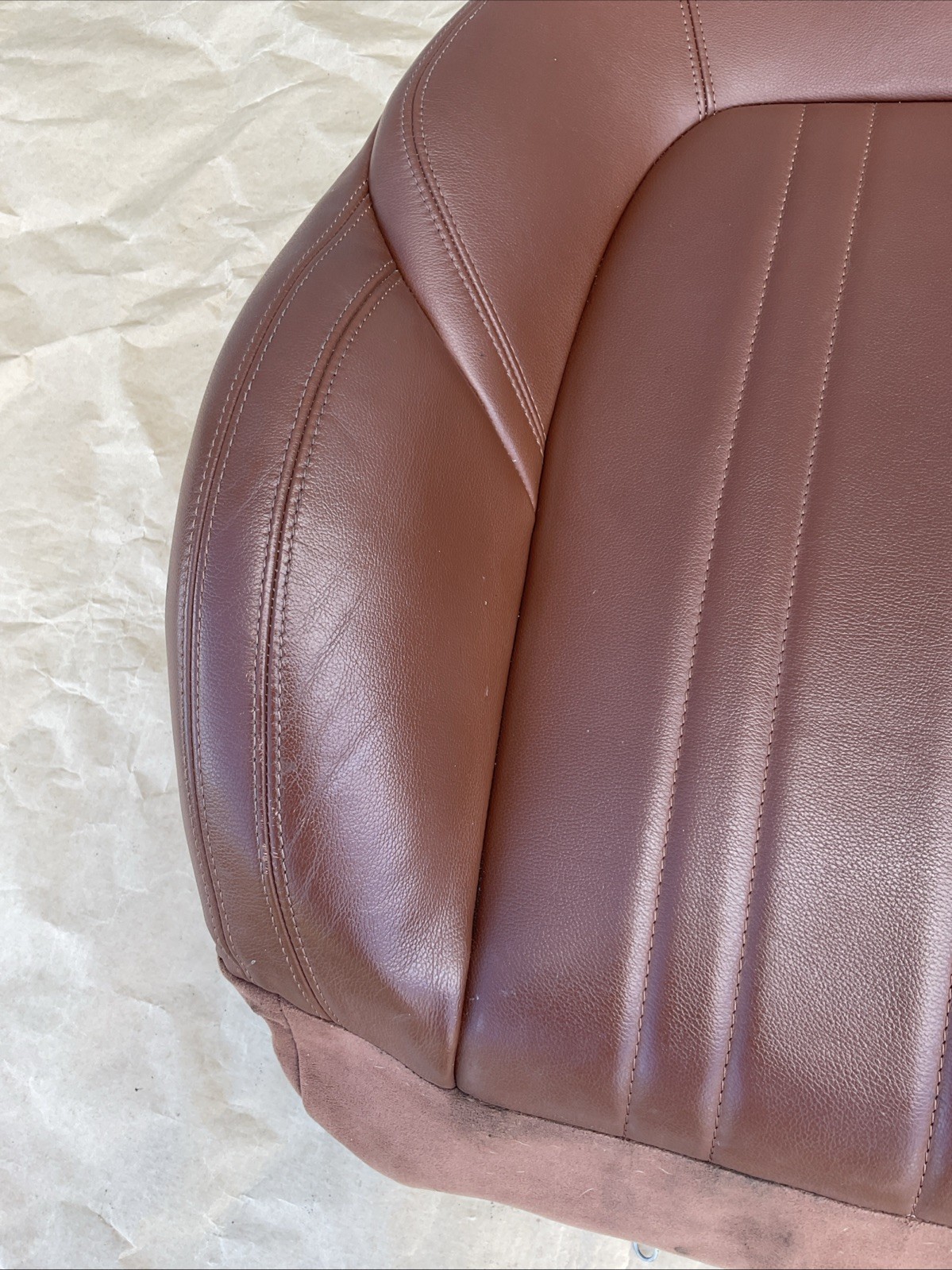 14-17 Maserati Ghibli Front Left Side Top Upper Seat Cushion Cover Brown OEM