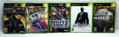 Lot of 5 Original Xbox Games Mega Man Brute Force Outlaw Golf 2 Hitman 2 Tested