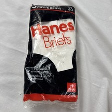 Vintage 1992 HANES 3 Pack of Mens White Briefs Underwear Size 40 Pure Cotton