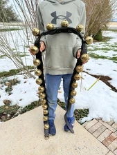 Vintage Brass Sleigh Bells - Leather - Horse - 22 Bells 92" Leather