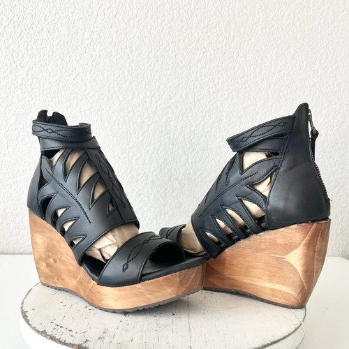 NEW Lane Boots BECCA Womens Black Wedges 8.5 Western Sandals Cowgirl Leather - Picture 11 of 11