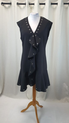Lavish Alice schwarz Nieten und Rüschen vorne Kleid Größe 14 UK CR066 AA 07