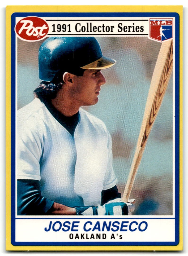 Jose Canseco #4 Baseball Cards 1991 Post Cereal trading card — raw and PSA graded price guide