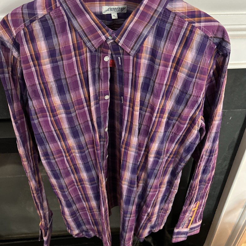 Jeremy Argyle LS XL Purple Stripe Plaid Shirt