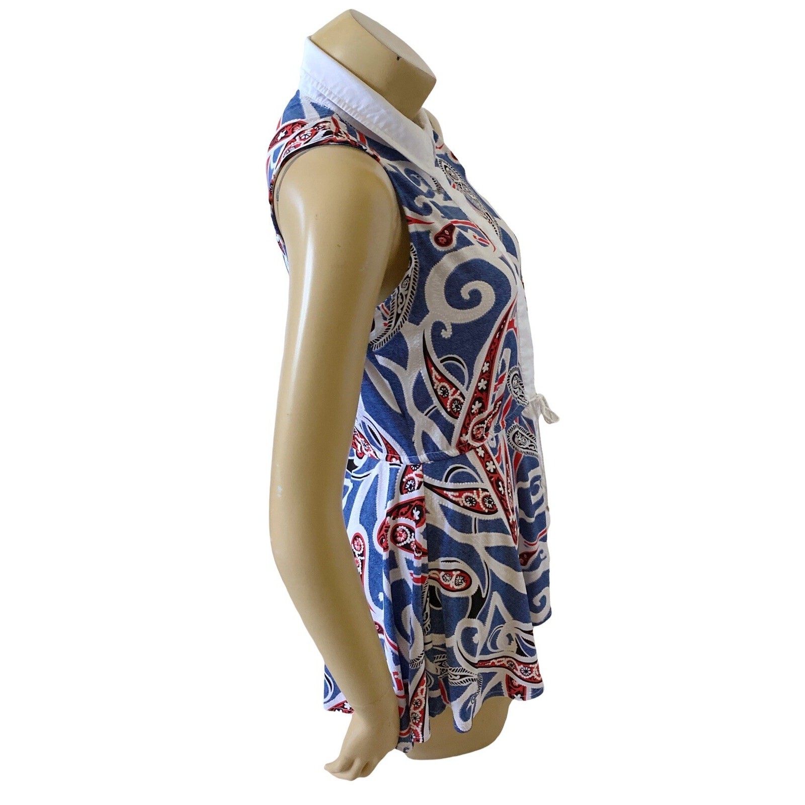 Premise Sleeveless Button Front Collared Paisley … - image 3