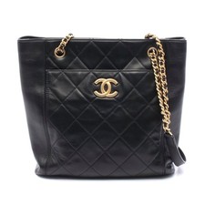 Chanel Leather Matelasse Shoulder Bag Women Black One Size 679182