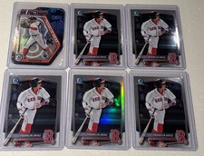 Franklin Arias 2025 Bowman Chrome base + Refractor + In Action (x6) Red Sox