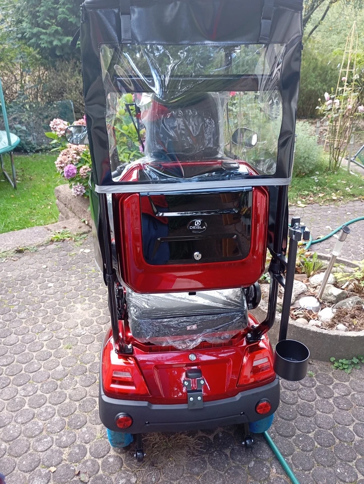 Deisla DS4-25 Vierrad mit Dach und Wetterschutz, Lithium-Akku, Rot, 25 / km/h 15 - Bild 4 von 4