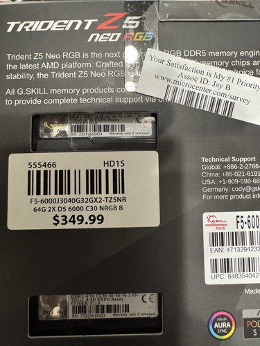 G.SKILL F5-6000J3040G32GX2-TZ5NR, 64GB, DESKTOP MEMORY RAM, 32GB X 2 - Afbeelding 4 van 5