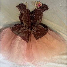Weissman Rose Velvet Tutu Dance Costume Child XLC Ballet Pink Tulle Lace Roses
