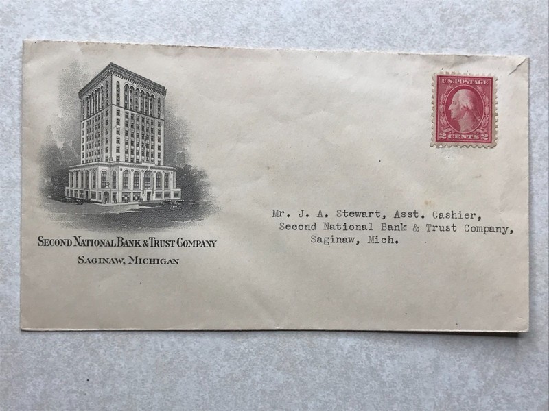 EN2315 Letterhead Envelope Postal Cover Second Nat. Bank & Trust Co Saginaw MI